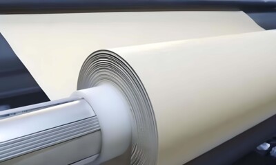 A large roll of Bottom side FAM is shown being processed on an automated machine.